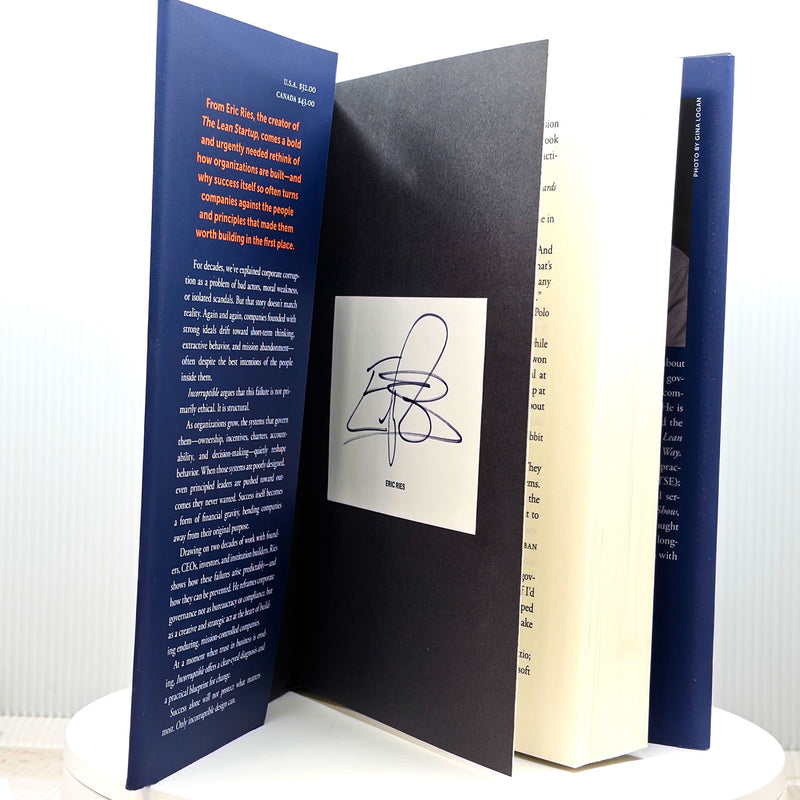 INCORRUPTIBLE by Eric Ries - Limited Edition Hardcover Signed Bookplat ...