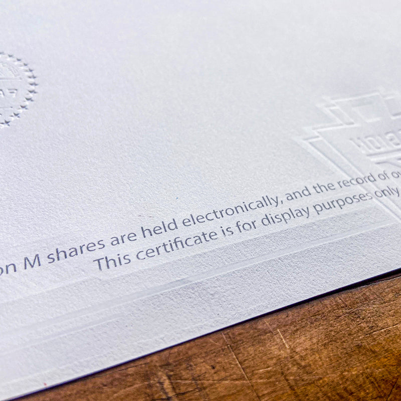 LEGION M - Investor Certificate (Personalized) -- PRE-ORDER